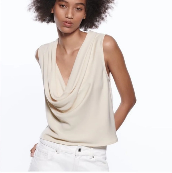 Zara Tops - Zara Cream Cowl neck top. Size medium